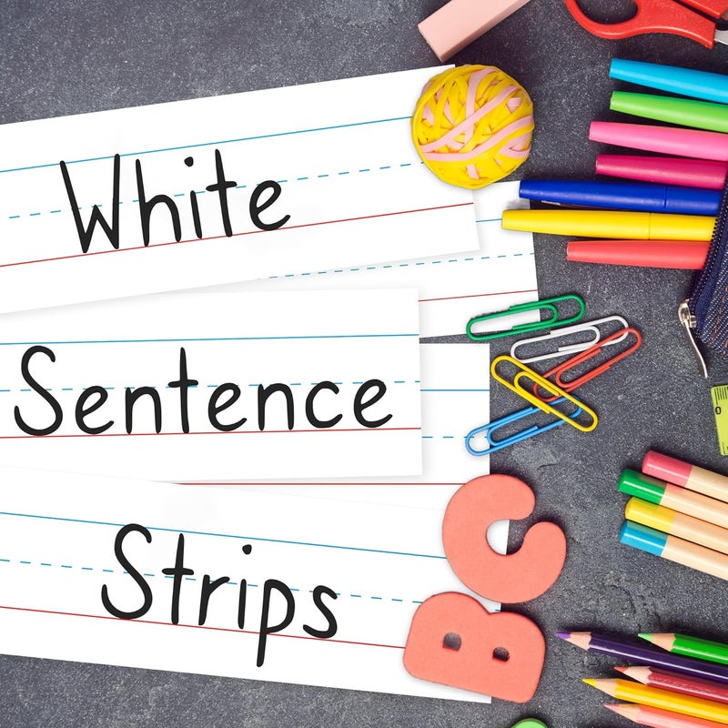 Chella Short Sentence Strips Cardstock 3” x 12”, White Ruled Word Learning Strips Nameplates for Teacher Supplies, Pack of 80 - Image 5